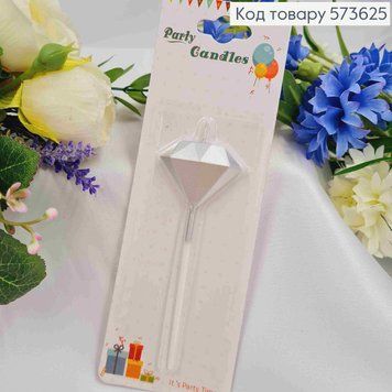 Свічка д. торту ДІАМАНТ 3см + підст. СРІБЛО