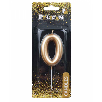 Свічка для торта PELICAN золото "0" 4,5см