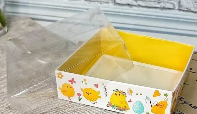 Коробка д. пряника 120х120х35 ПАСХАЛЬНА з ПВХ кришкою