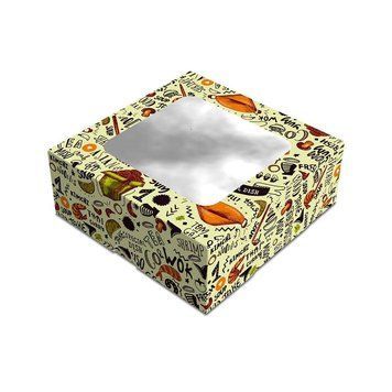 Коробка д. макаронс 130х130х50 з вікном NOODLES