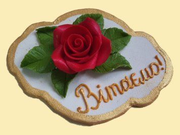 Конд. прикраса ПРИВІТАЛЬНА ПРЕМІУМ з черв. трояндою