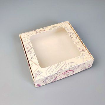 Коробка д. пряника 150х150х35 з вікном ПЕЧАТКИ