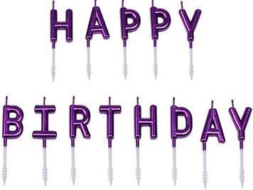 Свічки д. торту "HAPPY BIRTHDAY" 13шт. ФІОЛЕТОВІ