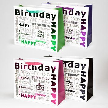 Пакет подар. 44х31х12см HAPY BIRTHDAY чорно-білий