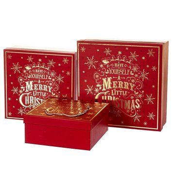 Коробка подар. MERRY CHRISTMAS ЧЕРВ. 23х23х10см