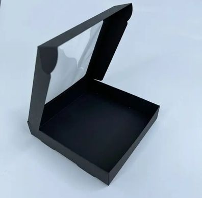 Коробка д. пряників 150х150х30 з вікном ЧОРНА