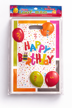 Пакети подар. п/е дит. 16х25см 10шт. HAPPY BIRTHDAY конфеті