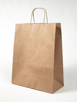 Крафт-пакет з круч. ручками 32х15х30см БУРИЙ