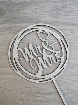 Топпер дер. білий Mr&Mrs круг