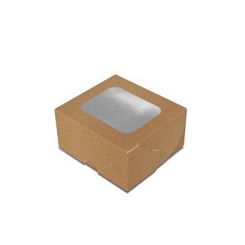 Коробка д. макаронс 100х90х50 з вікном КРАФТ