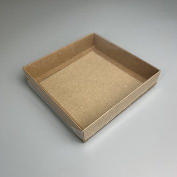 Коробка д. пряників 150х150х30 КРАФТ з кришкою ПВХ
