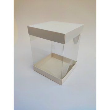 Коробка д. торту з прозорими стінками 146х146х200 БІЛА