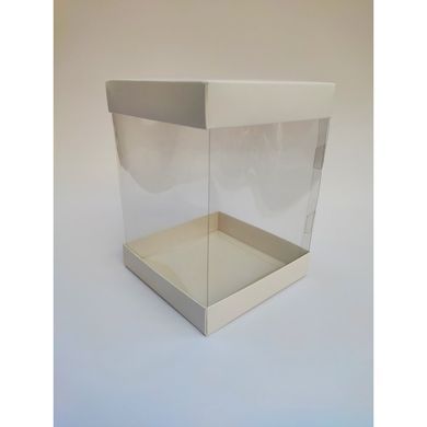 Коробка д. торту з прозорими стінками 146х146х200 БІЛА