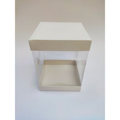 Коробка д. торту з прозорими стінками 146х146х200 БІЛА