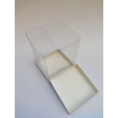 Коробка д. торту з прозорими стінками 146х146х200 БІЛА