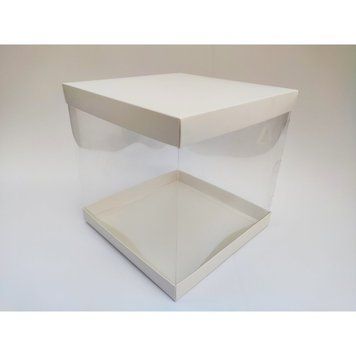Коробка д. торту з прозорими стінками 246х246х250 БІЛА