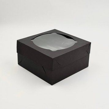 Коробка д. бенто-торту 170х170х90 з вікном ЧОРНА