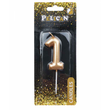 Свічка для торта PELICAN золото "1" 4,5см