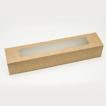 Коробка д. макаронс 305х62х52 з вікном КРАФТ