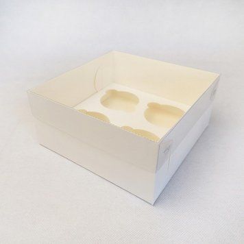 Коробка на 4 кекса 170х170х80 з кришкою ПВХ БІЛА