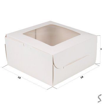 Коробка д. бенто торту 180х180х80 з вікном БІЛА