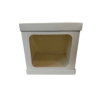 Коробка д. торту 250х250х250 БІЛА з вікном (кришка-кришка)