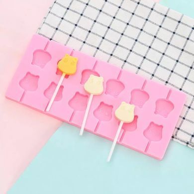 Молд силікон. д. льодяників LOLLI POP ЗВІРЯТА 3см 12шт. (+палички)