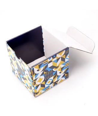 Коробка д. чашки 100х100х100 з кришкою СИНІЙ ОРНАМЕНТ