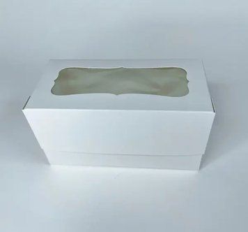 Коробка на 2 кекса 170х85х90 з фігурн. вікном БІЛА