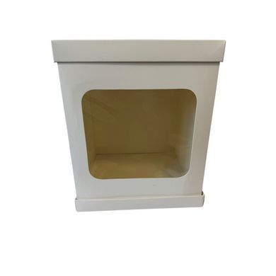 Коробка д. торту 250х250х300 БІЛА з вікном (кришка-кришка)