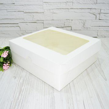 Коробка д. десертів 250х240х95 з вікном БІЛА