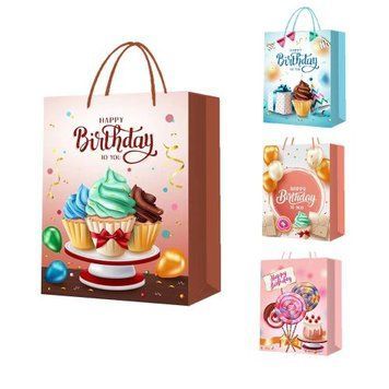 Пакет подар. M HAPPY BIRTHDAY капкейк 26х32х10см