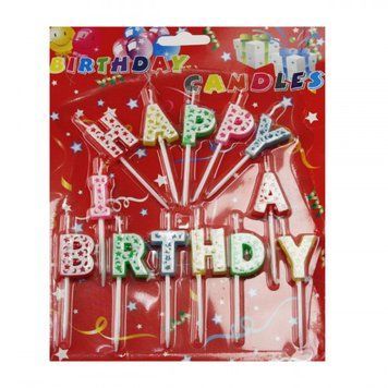 Свічки д. торту з підст. HAPPY BIRTHDAY асорті 4см
