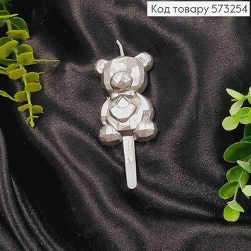 Свічка д. торту ВЕДМЕДИК 6см СРІБЛО