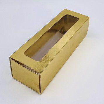 Коробка д. макаронс 170х55х55 з вікном ЗОЛОТА