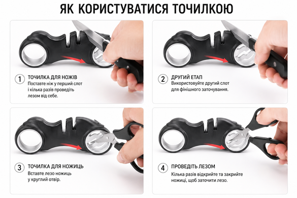 Точилка пласт. + силікон. для ножів і ножиць 3в1 Мотоцикл