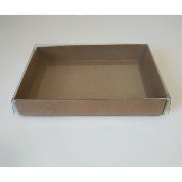 Коробка д. пряників 200х150х30 з ПВХ кришкою КРАФТ