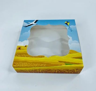 Коробка-пенал д. пряників 120х120х30 з фігурн. вікном ХАТИНКА