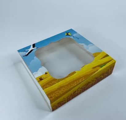 Коробка-пенал д. пряників 120х120х30 з фігурн. вікном ХАТИНКА