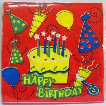 Серветки святк. 20шт. HAPPY BIRTHDAY ЧЕРВОНІ