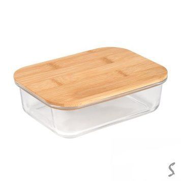 Контейнер скло з бамбук.кришкою Rectangle 370 мл.