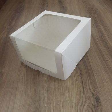 Коробка д. торту 250х250х150 з двома вікнами БІЛА