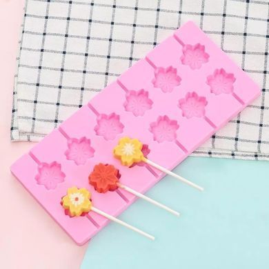 Молд силікон. д. льодяників LOLLI POP КВІТКА 3,5см 12шт. (+палички)